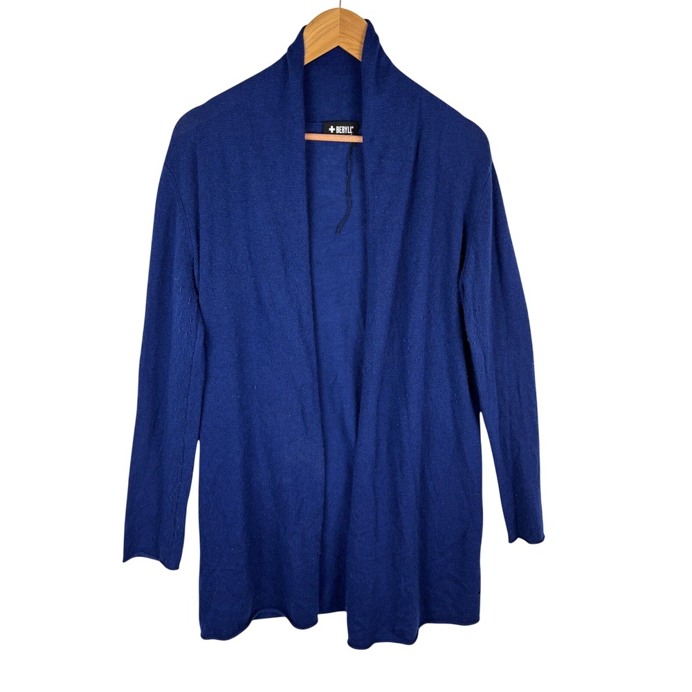 100% Cashmere Open Cardigan Women Beryll Fits like S Blue Shawl USA Lightweight